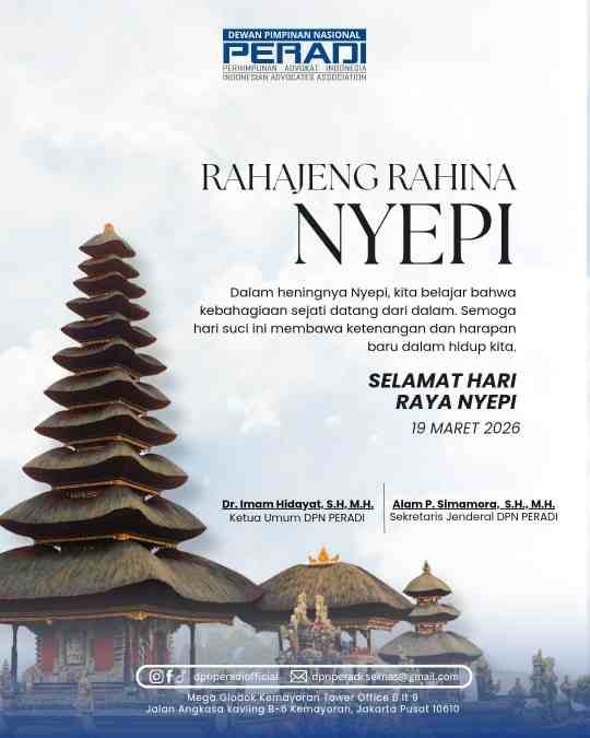 DPN PERADI Dr. Imam Hidayat, SH.,MH. MENGUCAPKAN SELAMAT HARI RAYA NYEPI 19 MARET 2026